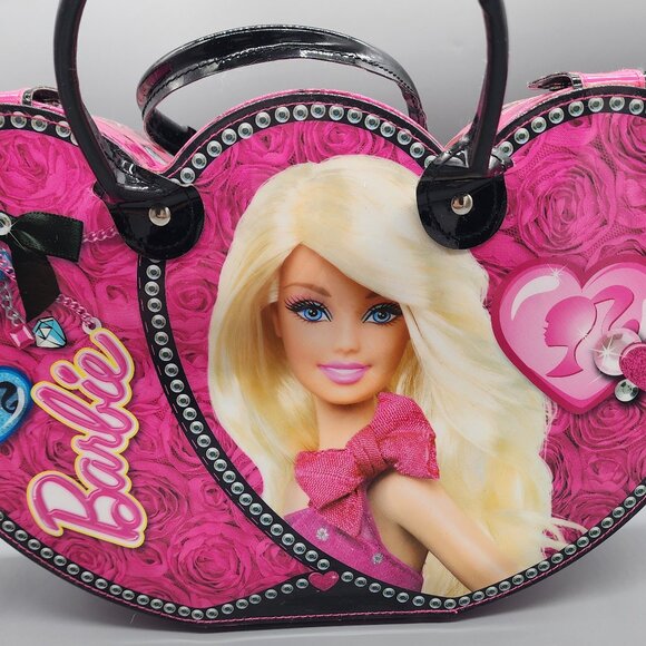 Barbie Double Handled Heart-Shaped Vanity Case with Mirror - Pink Beauty Makeup - Picture 2 of 10